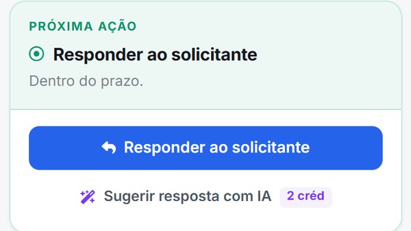 Próxima ação da manifestação: responder ao solicitante, dentro do prazo, com a sugestão da IA